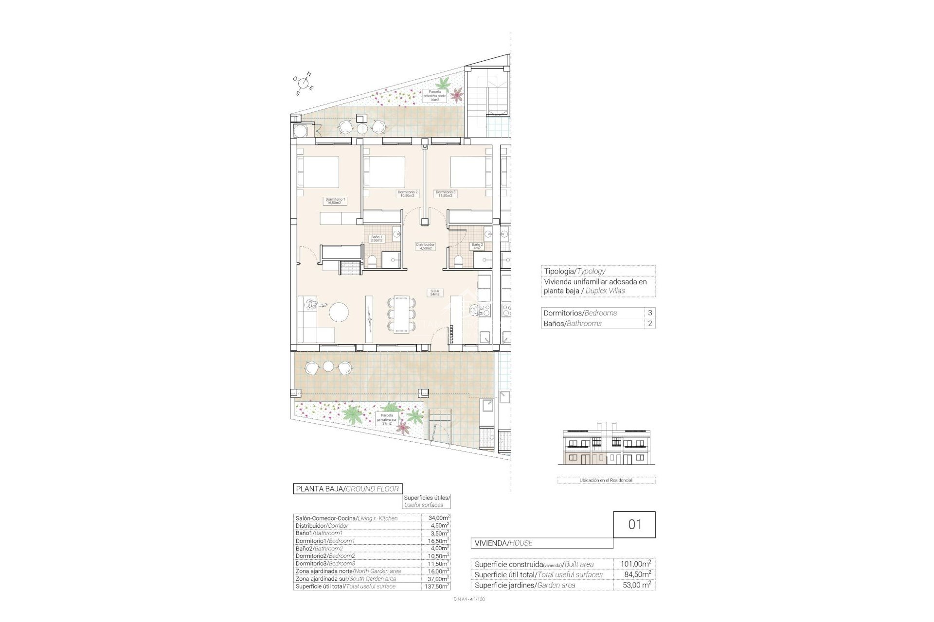 Obra Nueva - Bungalow - Hondón de las Nieves - El Salero